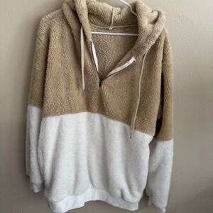 Colorblock Sherpa Pullover Cozy Comfortable Oversized Large